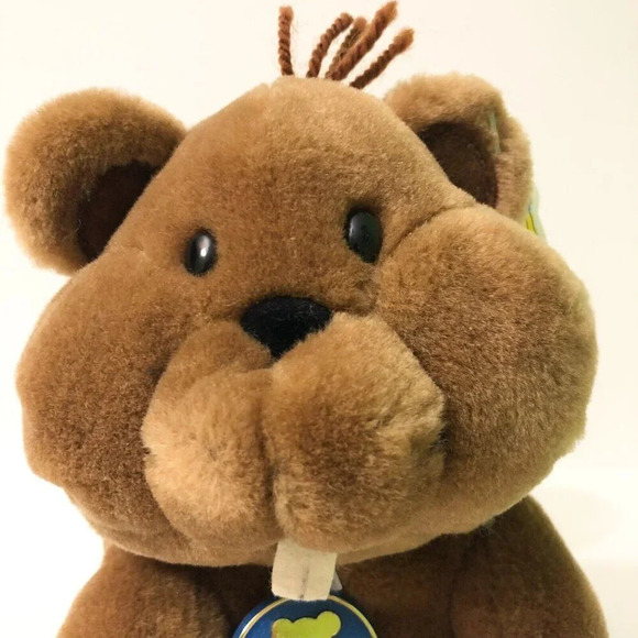 Vintage 1984 R Dakin Brown Beaver Stuffed Animal Plush Toy Sawdust Nature Babies - Picture 2 of 16